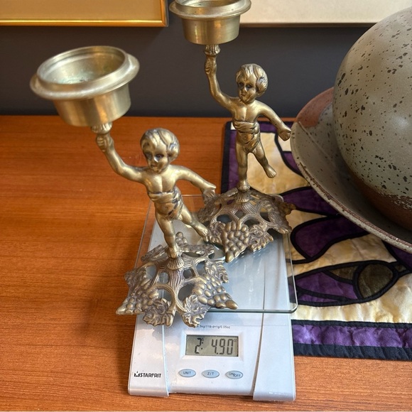 Vintage Victorian Cherub Angel Figurines Candle Holders Candlesticks Italy 9” - Picture 6 of 10